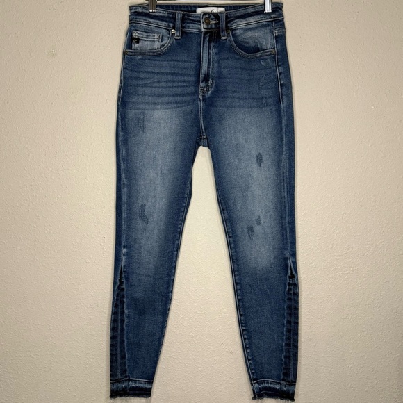 KanCan Distressed Skinny Jeans High Rise Raw Hem Light Wash Women’s Size 7/27 - Picture 1 of 16
